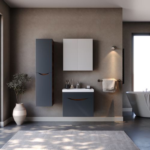ΕΠΙΠΛΟ ΜΠΑΝΙΟ ΣΕΤ MARTIN SMILE ΑΝΘΡΑΚΙ / BAROK 65cm Mat Λάκα  MDF 18mm
