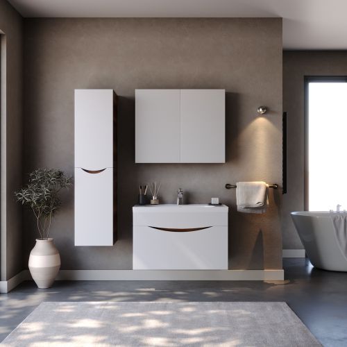 ΕΠΙΠΛΟ ΜΠΑΝΙΟ ΣΕΤ MARTIN SMILE ΛΕΥΚΟ / BAROK 75cm Mat Λάκα  MDF 18mm