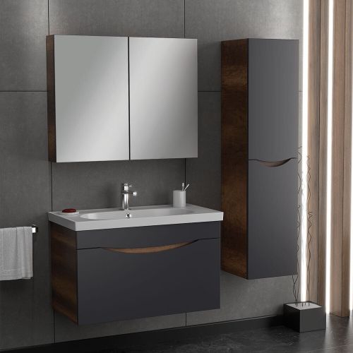 ΕΠΙΠΛΟ ΜΠΑΝΙΟ ΣΕΤ MARTIN SMILE ΑΝΘΡΑΚΙ / BAROK 85cm Mat Λάκα  MDF 18mm