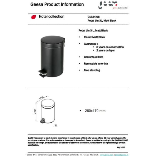 ΧΑΡΤΟΔΟΧΕΙΟ ΤΟΥΑΛΕΤΑΣ ΕΠΙΔΑΠΕΔΙΟ GEESA Standard 634 Black Matt 3L