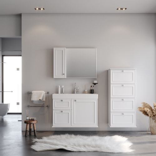ΕΠΙΠΛΟ ΜΠΑΝΙΟ ΣΕΤ MARTIN STELLA Λευκό 100cm Λάκα MDF 18mm