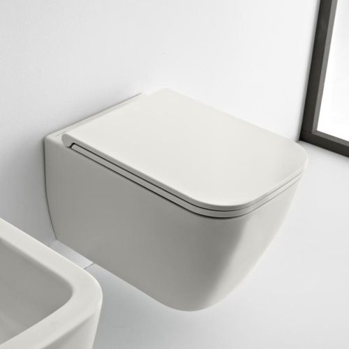 ΛΕΚΑΝΗ WC ΚΡΕΜΑΣΤΗ ΜΕ ΚΑΛΥΜΜΑ SCARABEO TEOREMA Clean Flush® 512600SC White Matt 52x36 cm