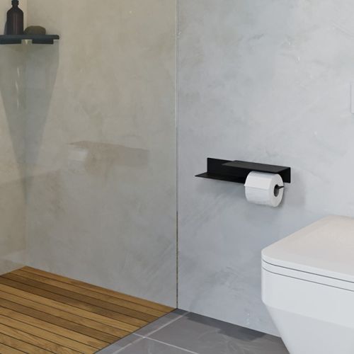 ΧΑΡΤΟΘΗΚΗ ΤΟΙΧΟΥ ΜΕ ΡΑΦΙ VERDI STRANTZA 7230205 Black Matt