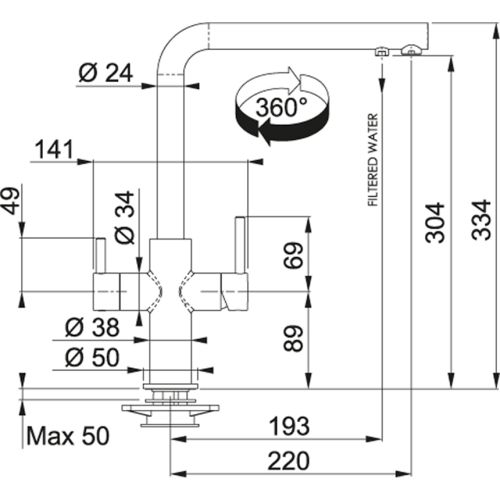 ΜΠΑΤΑΡΙΑ ΚΟΥΖΙΝΑΣ FRANKE Neptune Triflow Clear Water Standard Χρωμέ