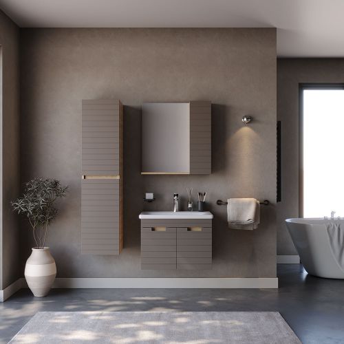 ΕΠΙΠΛΟ ΜΠΑΝΙΟ ΣΕΤ MARTIN VEGA Cappuccino 65cm Λάκα MDF 18mm