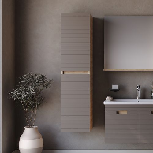 ΕΠΙΠΛΟ ΜΠΑΝΙΟΥ ΚΡΕΜΑΣΤH ΣΤΗΛΗ MARTIN VEGA Cappuccino MDF 18mm Λάκα 34  33,6x35x138cm