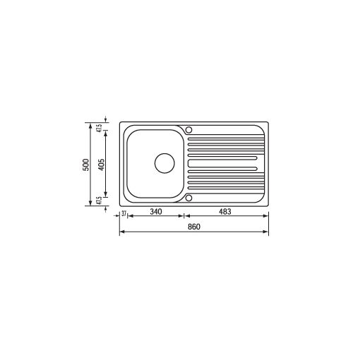 ΝΕΡΟΧΥΤΗΣ ΕΝΘΕΤΟΣ SANITEC Atlantic CODE 10643 (86x50 1VR) Inox - Σατινέ  86x50 cm 