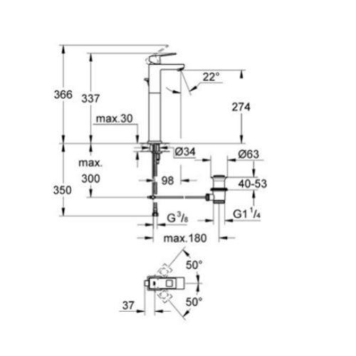 ΜΠΑΤΑΡΙΑ ΝΙΠΤΗΡΑ ΕΠΙΤΡΑΠΕΖΙΑ GROHE EUROCUBE 23136