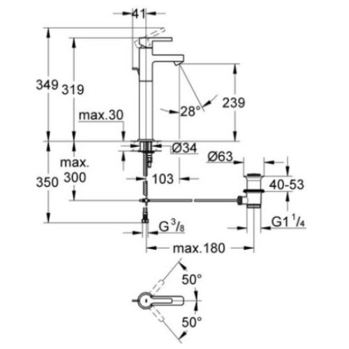 ΜΠΑΤΑΡΙΑ ΝΙΠΤΗΡΑ ΕΠΙΤΡΑΠΕΖΙΑ GROHE LINEARE 32250