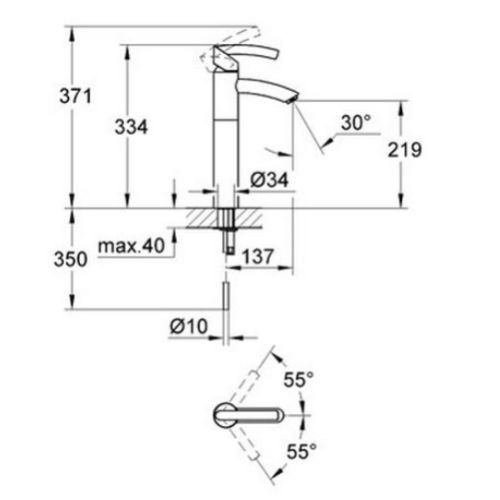 ΜΠΑΤΑΡΙΑ ΝΙΠΤΗΡΑ ΕΠΙΤΡΑΠΕΖΙΑ GROHE TENSO 32427
