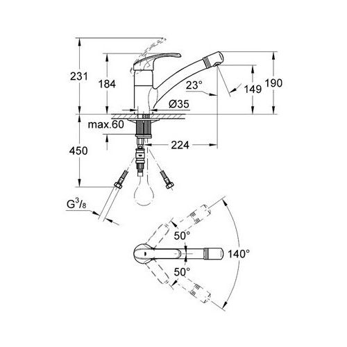ΜΠΑΤΑΡΙΑ ΚΟΥΖΙΝΑΣ INOX GROHE ALIRA 32997 SD0