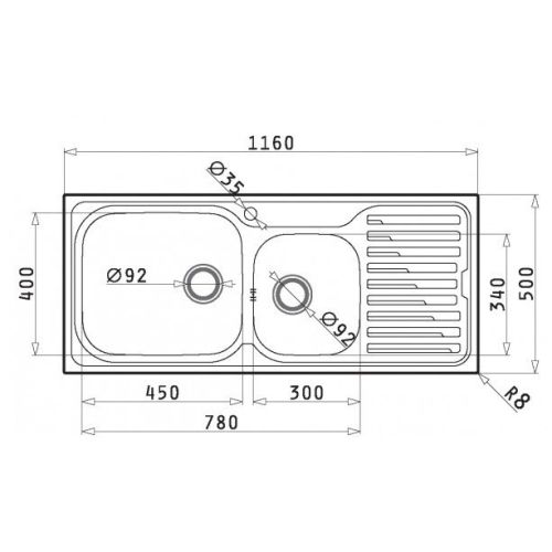 ΝΕΡΟΧΥΤΗΣ ΕΝΘΕΤΟΣ PYRAMIS Amaltia Plus (116x50) 2B 1D Αριστερό Inox Λείο 116x50 cm