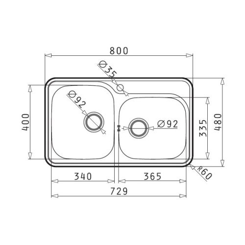 ΝΕΡΟΧΥΤΗΣ ΕΝΘΕΤΟΣ PYRAMIS Space Mini (80x48) 2B Inox Λείο 80x48 cm