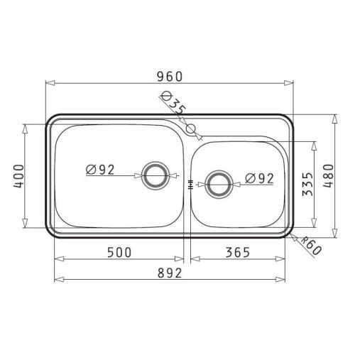 ΝΕΡΟΧΥΤΗΣ ΕΝΘΕΤΟΣ PYRAMIS Space Plus (96x48) 2B Inox Σαγρέ 96x48 cm