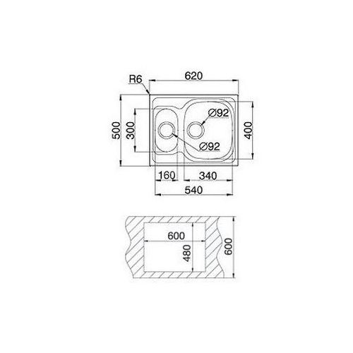 Νεροχύτης Pyramis Sparta 62x50 1 1/2b
