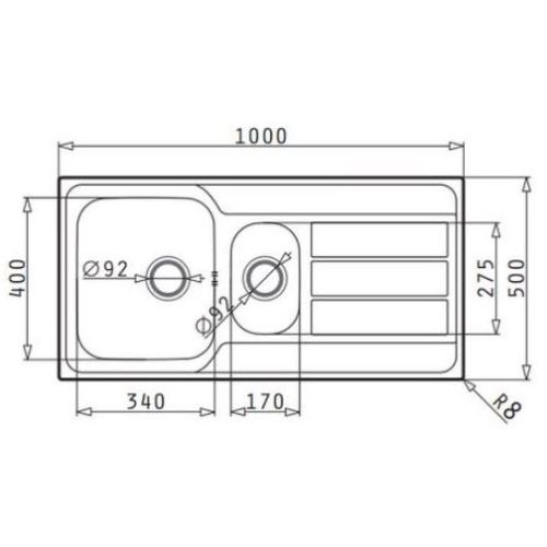 Νεροχύτης Ανοξείδωτος Με 1&1/2 Γούρνα Pyramis Athena 100x50