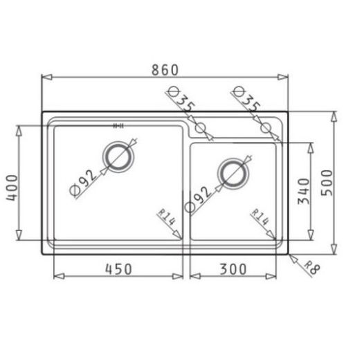 ΝΕΡΟΧΥΤΗΣ ΕΝΘΕΤΟΣ PYRAMIS Studio 2B Inox Λείο 86x50 cm
