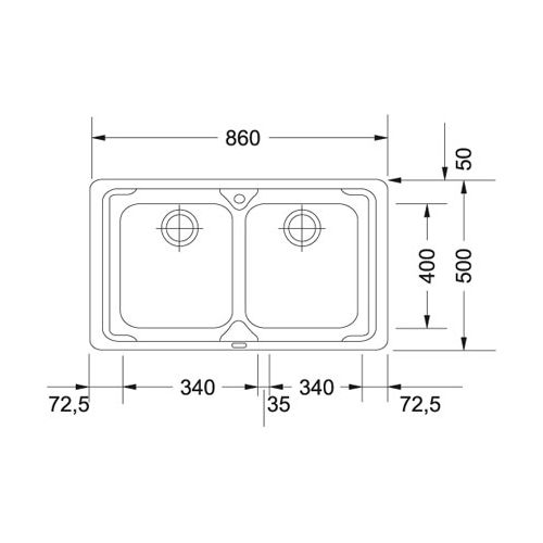 ΝΕΡΟΧΥΤΗΣ ΕΝΘΕΤΟΣ FRANKE Alfa-ECO 620-N 86x50 cm
