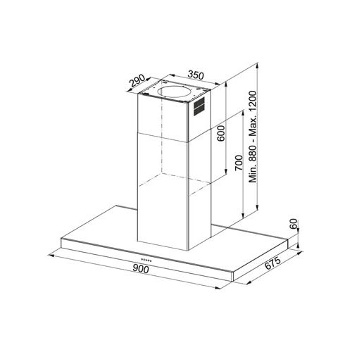 ΑΠΟΡΡΟΦΗΤΗΡΑΣ FRANKE NEW WIND 90 Island Inox 90 cm ΚΕΝΤΡΙΚΗ ΚΑΜΙΝΑΔΑ