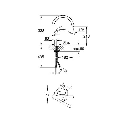 ΜΠΑΤΑΡΙΑ ΚΟΥΖΙΝΑΣ GROHE EUROSMART 33202