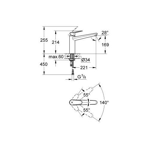 ΜΠΑΤΑΡΙΑ ΚΟΥΖΙΝΑΣ GROHE EURODISC 33770
