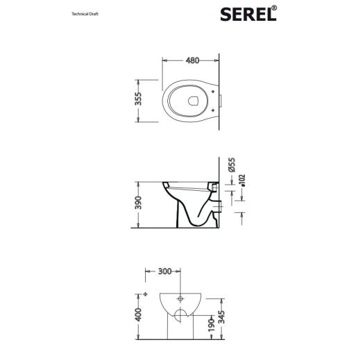 ΛΕΚΑΝΗ WC ΥΨΗΛΗΣ ΠΙΕΣΗΣ Back to Wall ΠΙΣΩΣΤΟΜΙΑ ΜΕ ΚΑΛΥΜΜΑ SEREL FRIENDLY 671100 White 48x35,5 cm