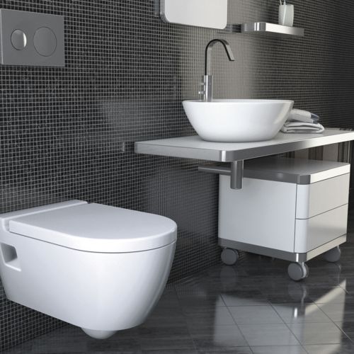 ΛΕΚΑΝΗ WC ΚΡΕΜΑΣΤΗ ΜΕ ΚΑΛΥΜΜΑ ΒΑΚΕΛΙΤΗ SEREL SMART SM2300 White 52 x 35,5 cm