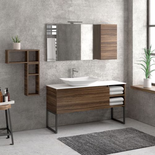 Έπιπλο βάσης με συρτάρι, δύο ράφια & solid επιφάνεια SPACE KARAG