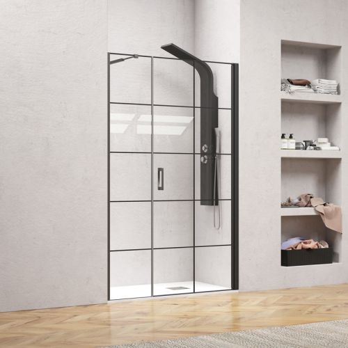 Καμπίνα τοίχο σε τοίχο με κρύσταλλο NERO 5 PORTA KARAG