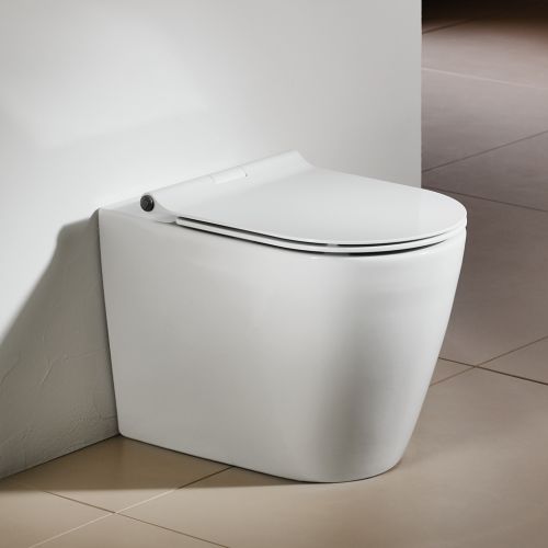 ΛΕΚΑΝΗ WC ΥΨΗΛΗΣ ΠΙΕΣΗΣ ΠΙΣΩ / ΚΑΤΩΣΤΟΜΙΑ ΜΕ ΚΑΛΥΜΜΑ Back to Wall SEREL SMART SM1100 White 56x36 cm